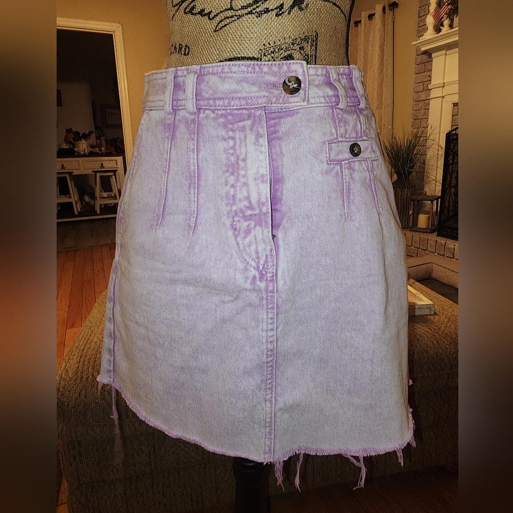 BDG Size Medium Purple Acid Wash Denim Mini Skirt